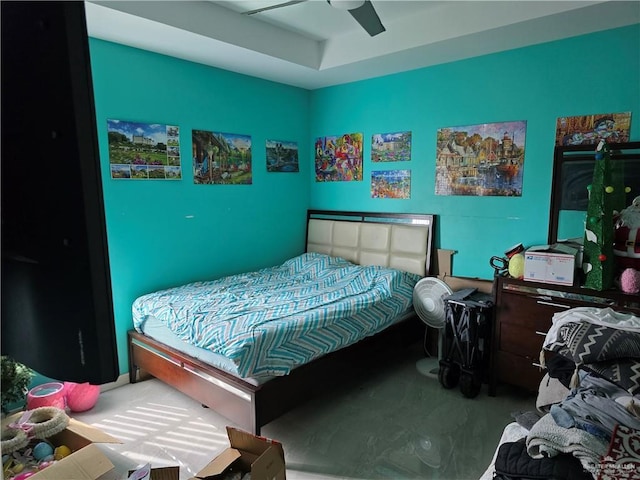 bedroom featuring ceiling fan