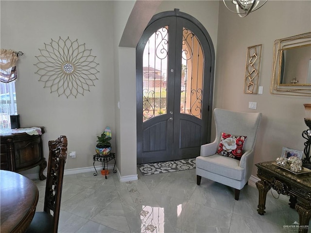 entrance foyer with french doors