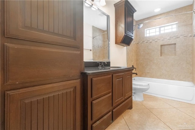 1704 Yellow Stone St, Edinburg, TX 78542 - bathroom with bathing tub / shower combination, toilet, tile patterned flooring, and vanity