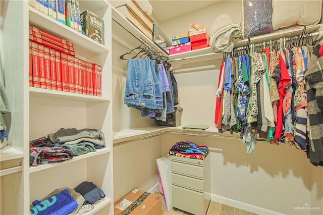 spacious closet with wood finished floors