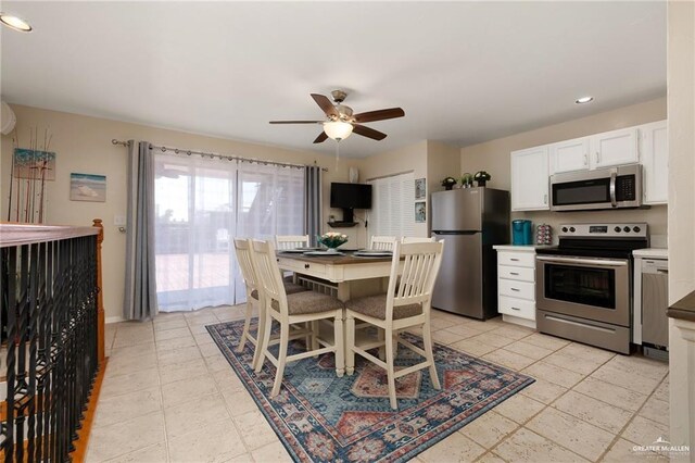 123 Windward Dr, Port Isabel, TX 78578 - dining space featuring ceiling fan and recessed lighting
