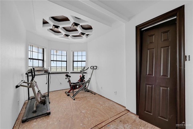 613 E Moore Rd, San Juan, TX 78589 - exercise room featuring coffered ceiling