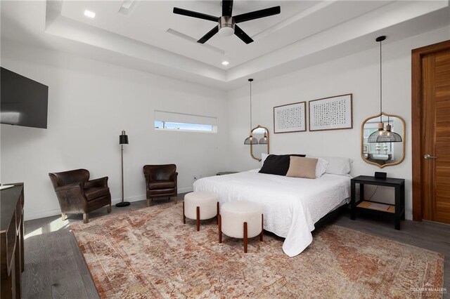 5513 N 35th St, Mcallen, TX 78504 - bedroom with recessed lighting, baseboards, wood finished floors, and a raised ceiling