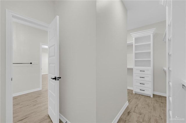 spacious closet featuring light wood-style flooring