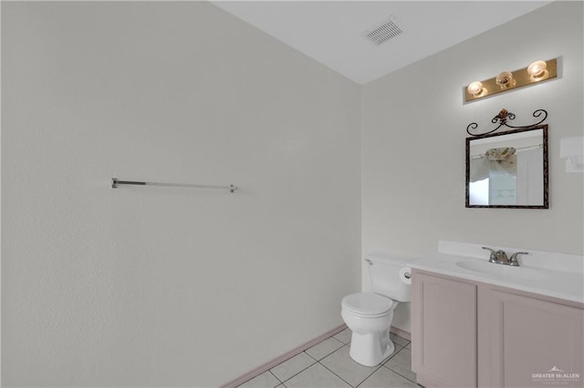 bathroom with tile patterned floors, toilet, and vanity