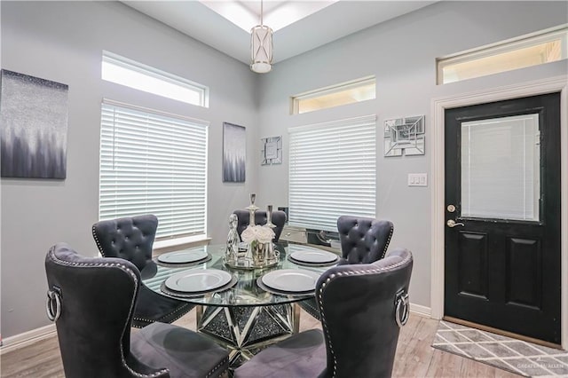 dining space featuring light hardwood / wood-style flooring