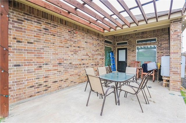 view of patio featuring a pergola