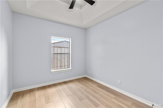 unfurnished room featuring ceiling fan and light hardwood / wood-style floors