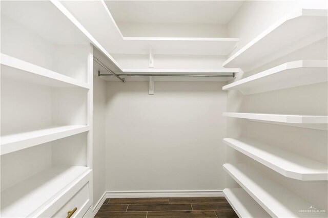 walk in closet featuring dark hardwood / wood-style floors