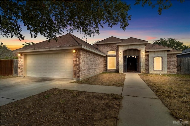 view of front of house with a garage