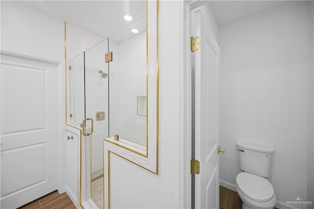 556 Demi St, Edinburg, TX 78542 - full bath featuring toilet, wood finished floors, a stall shower, and recessed lighting