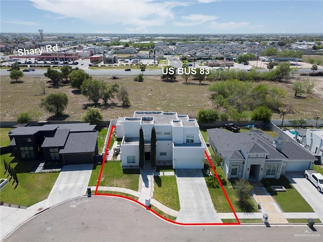 aerial view featuring a residential view