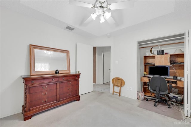 1700 Aries St, Mission, TX 78572 - office area with light carpet and a ceiling fan