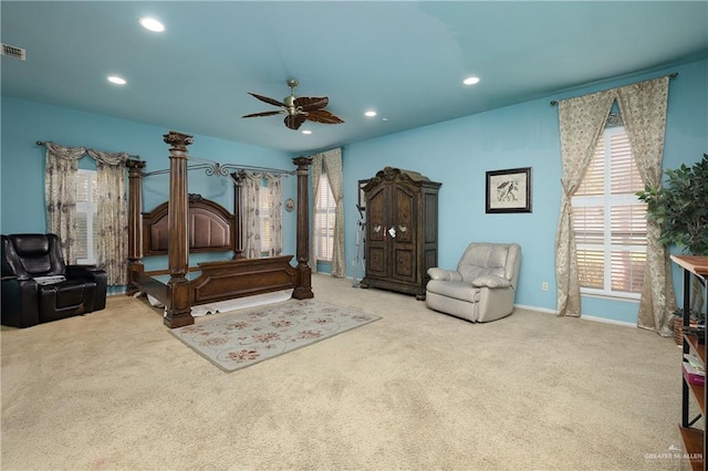 912 Bentsen Rd, Mcallen, TX 78501 - bedroom with carpet, recessed lighting, baseboards, and ceiling fan