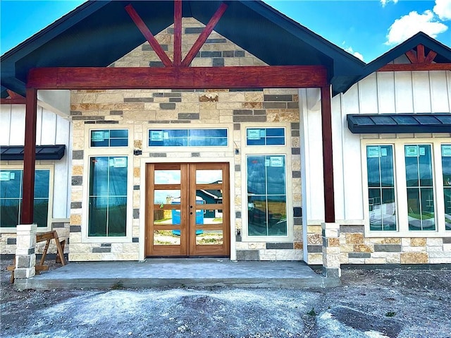 property entrance with french doors