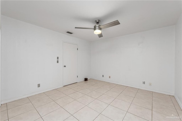 spare room featuring ceiling fan