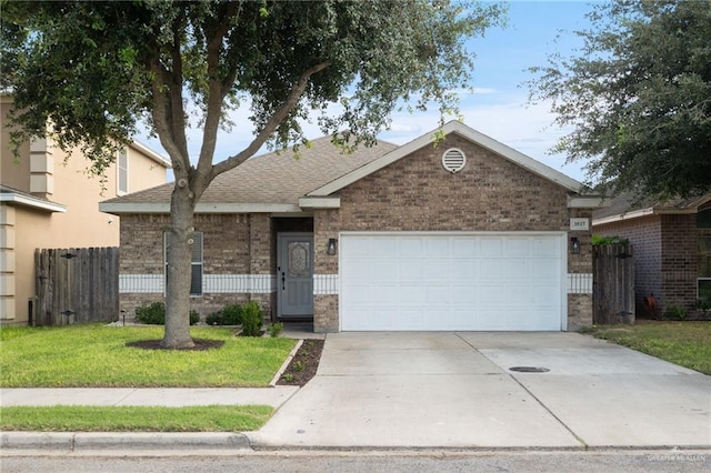 3517 Prestwick St, Edinburg, TX 78542 - ranch-style home featuring brick siding, concrete driveway, a garage, and roof with shingles