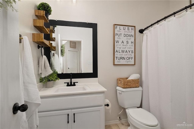 3517 Prestwick St, Edinburg, TX 78542 - bathroom with vanity, tile patterned floors, and a shower with shower curtain