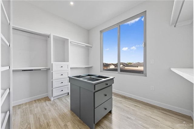 spacious closet with light hardwood / wood-style floors