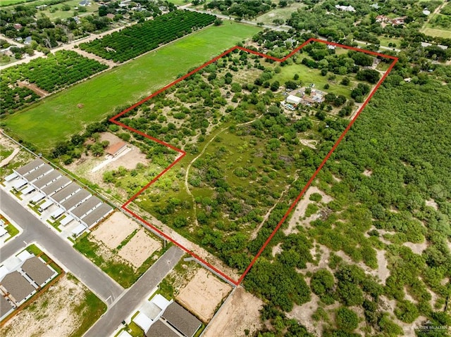 bird's eye view with a rural view