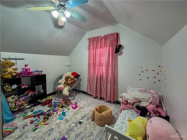 13307 Ash Ave, Edinburg, TX 78542 - rec room with lofted ceiling, a ceiling fan, and wood finished floors