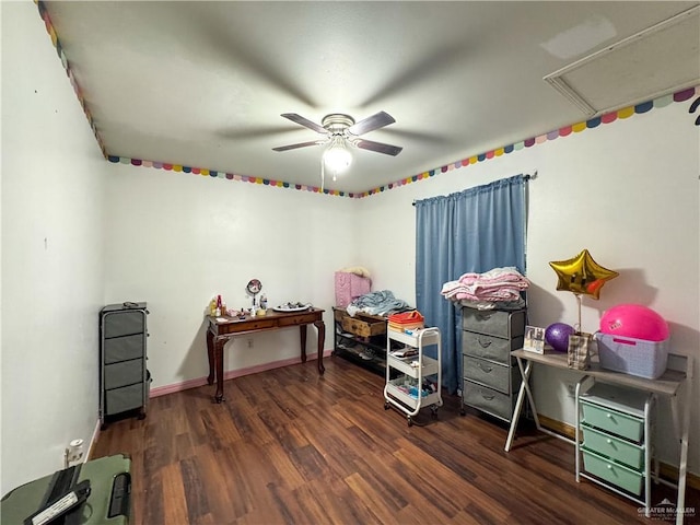13307 Ash Ave, Edinburg, TX 78542 - office featuring wood finished floors, a ceiling fan, and baseboards