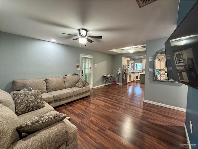 13307 Ash Ave, Edinburg, TX 78542 - living area featuring a ceiling fan, wood finished floors, baseboards, and recessed lighting