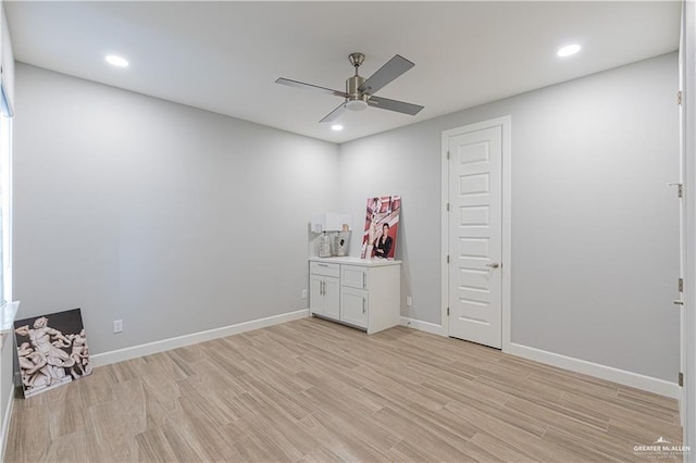 6907 N 11th Ln, Mcallen, TX 78504 - unfurnished room with ceiling fan, light wood-style floors, recessed lighting, and baseboards