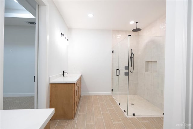 1808 Diplomat Dr, Edinburg, TX 78542 - full bath featuring a shower stall, vanity, and recessed lighting