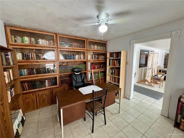 3813 N Taylor Rd, Mission, TX 78573 - office area with ceiling fan and light tile patterned flooring