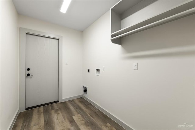 laundry area with hookup for a washing machine, dark hardwood / wood-style flooring, and electric dryer hookup