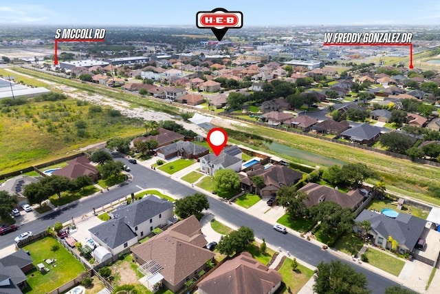 3222 Princess St, Edinburg, TX 78539 - aerial view of property and surrounding area with nearby suburban area
