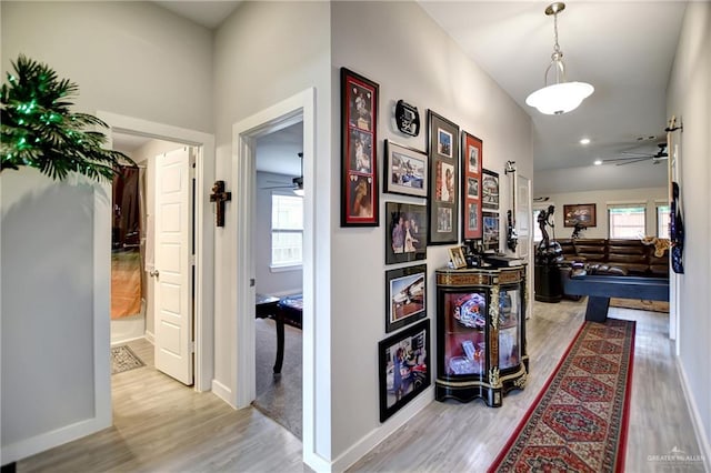 hallway featuring light wood-type flooring