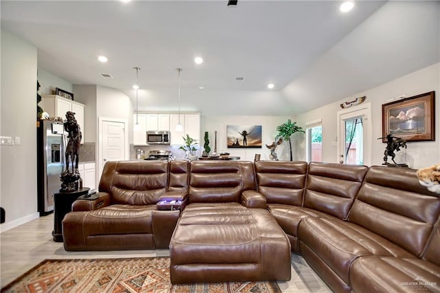 living room with light wood-type flooring