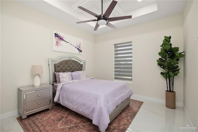 bedroom featuring ceiling fan