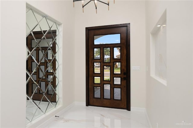 foyer entrance featuring french doors