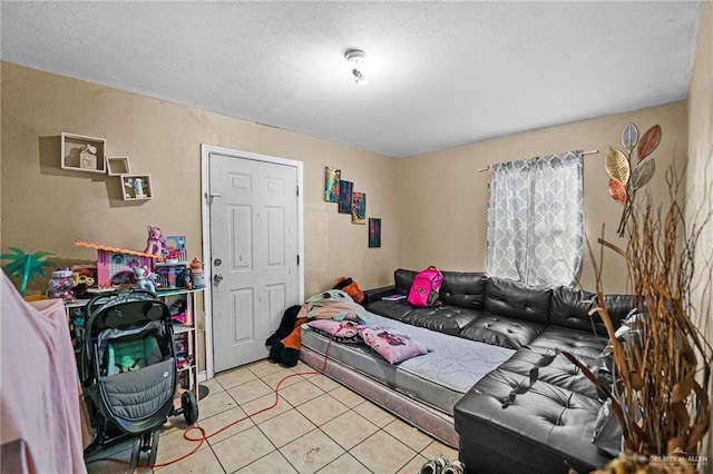 living room with light tile patterned floors