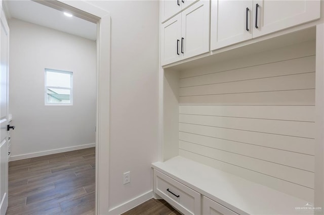 mudroom with dark wood-type flooring