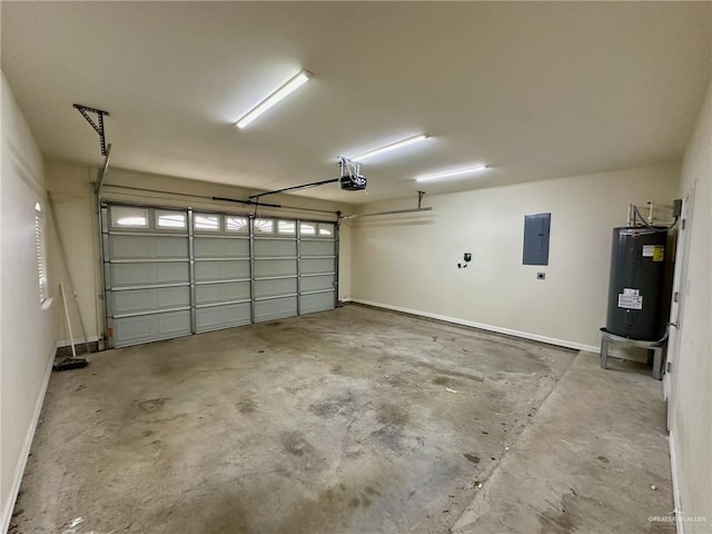 2301 Mcleod Ave, Edinburg, TX 78539 - garage featuring electric panel, a garage door opener, and water heater