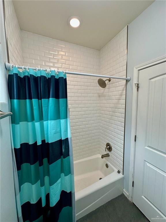 2301 Mcleod Ave, Edinburg, TX 78539 - full bath featuring shower / tub combo with curtain and tile patterned flooring
