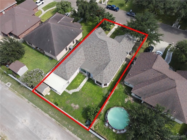 3313 Roadrunner Dr, Edinburg, TX 78541 - aerial perspective of suburban area with property parcel outlined