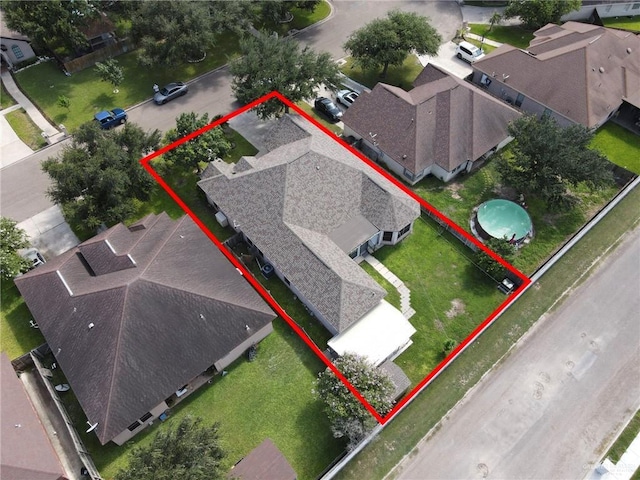 3313 Roadrunner Dr, Edinburg, TX 78541 - aerial perspective of suburban area with property boundaries highlighted