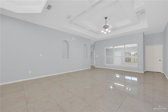 3313 Roadrunner Dr, Edinburg, TX 78541 - unfurnished room with a raised ceiling, tile patterned floors, and a ceiling fan