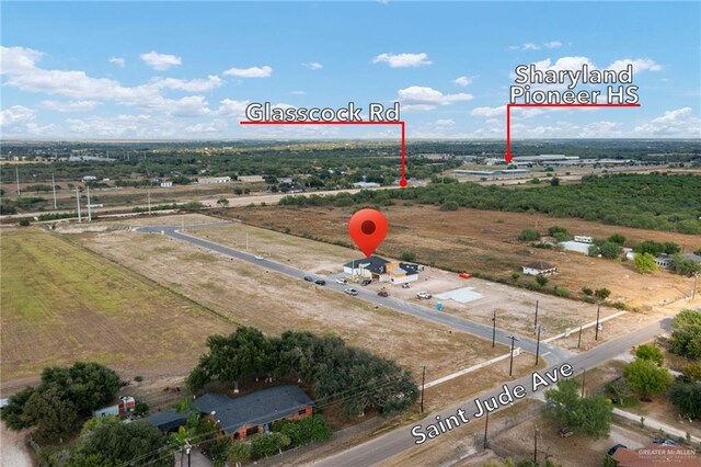 aerial view featuring a rural view