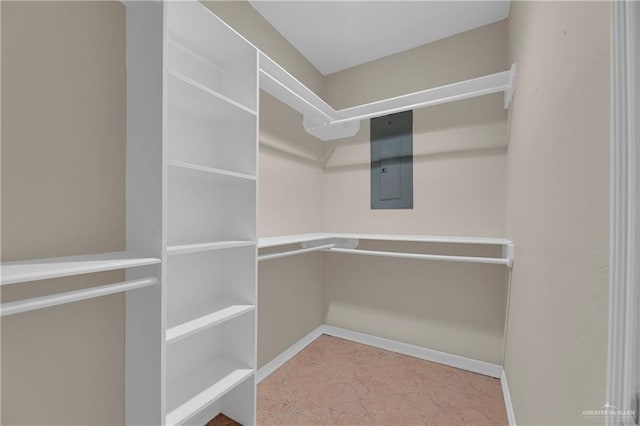 spacious closet with electric panel