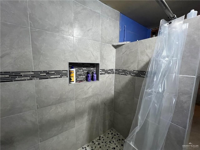 bathroom featuring a shower with curtain