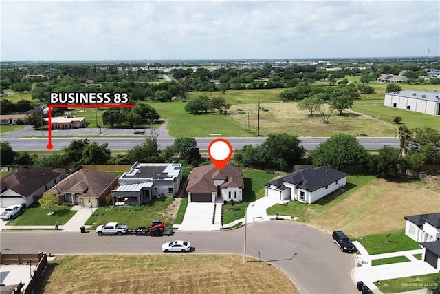 aerial view featuring a residential view