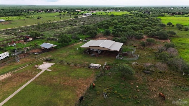 aerial view featuring a rural view