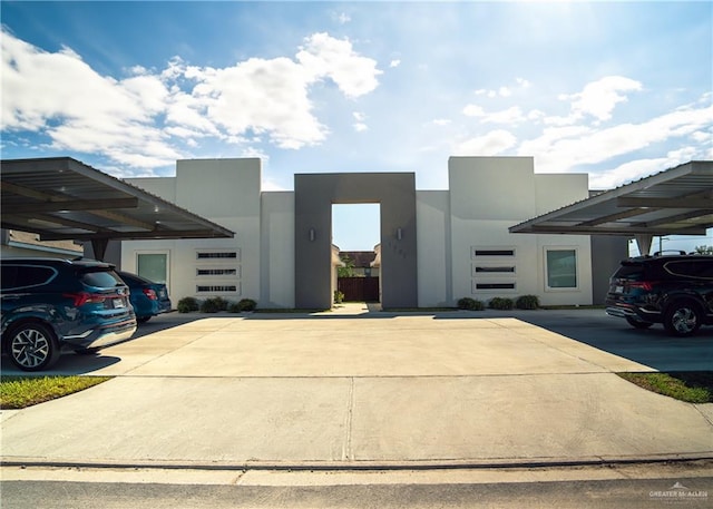 contemporary house with a carport