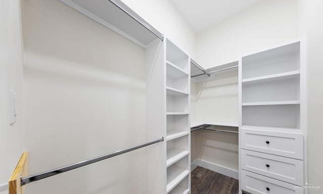 walk in closet featuring dark hardwood / wood-style flooring